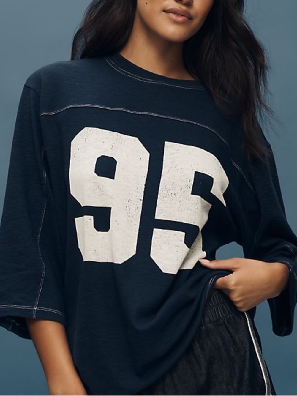 Pilcro 3/4 Sleeve Varsity T-Shirt Blue Size XS